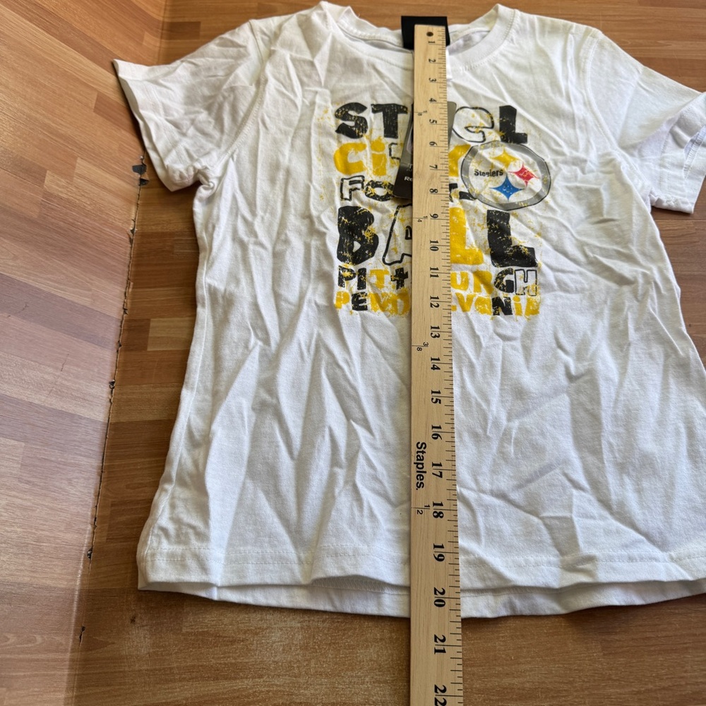 Pittsburgh Steelers NFL Reebok short sleeve ,girls, white tshirt size 14 NWT - Picture 4 of 8
